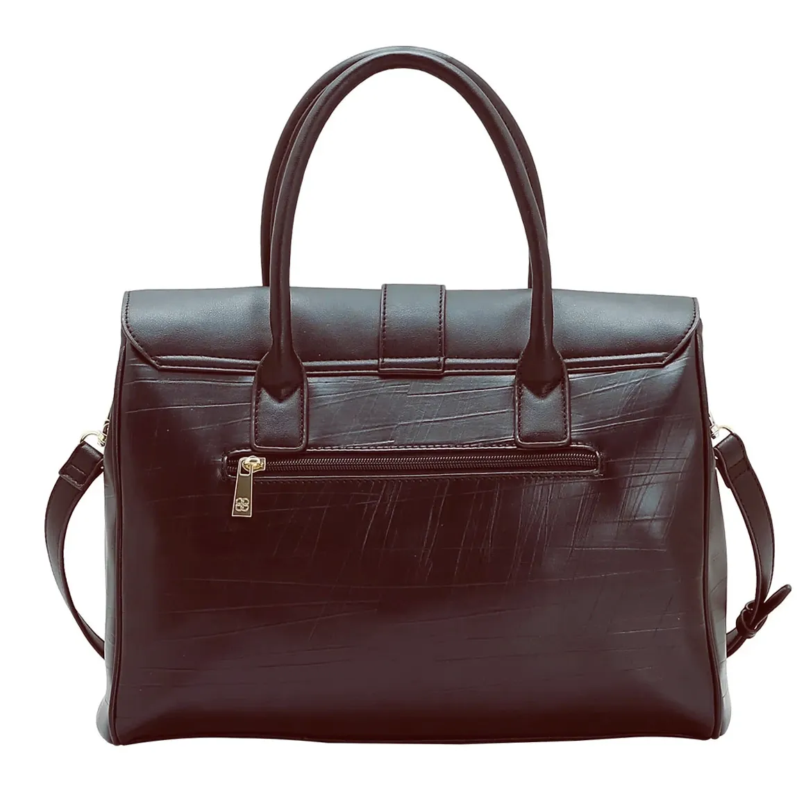 Parte traseira da bolsa Chenson Office Chic mostrando bolso externo com zíper